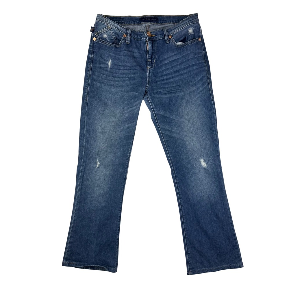 Rock & Republic‎ Kasandra Bootcut Jeans Women's 10M Medium Wash Distressed Denim